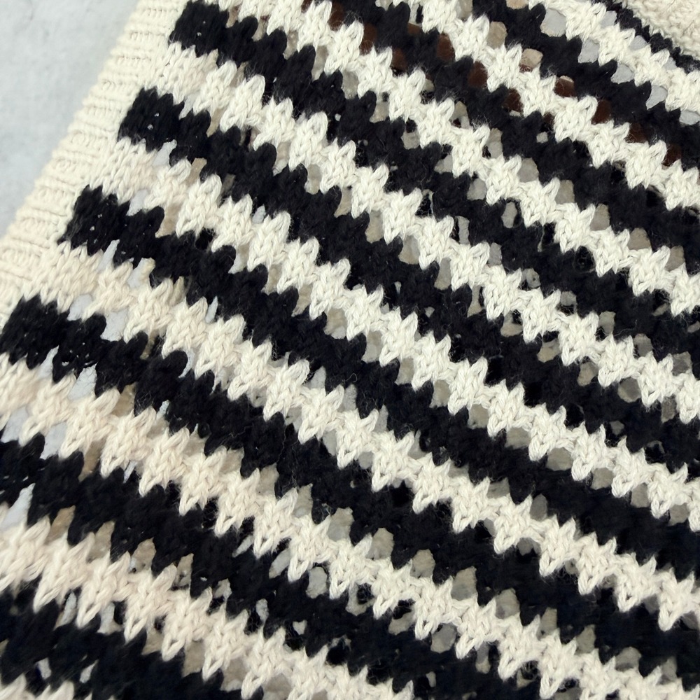 Abercrombie & Fitch Crochet Knit Black White Striped Maxi Dress Size M - Picture 5 of 6